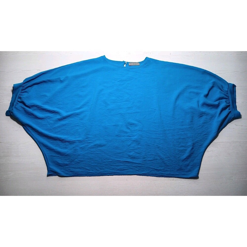 Pixi + Ivy Size Dolman Sleeve Pullover Blue Oversized Boho Top See Measurements